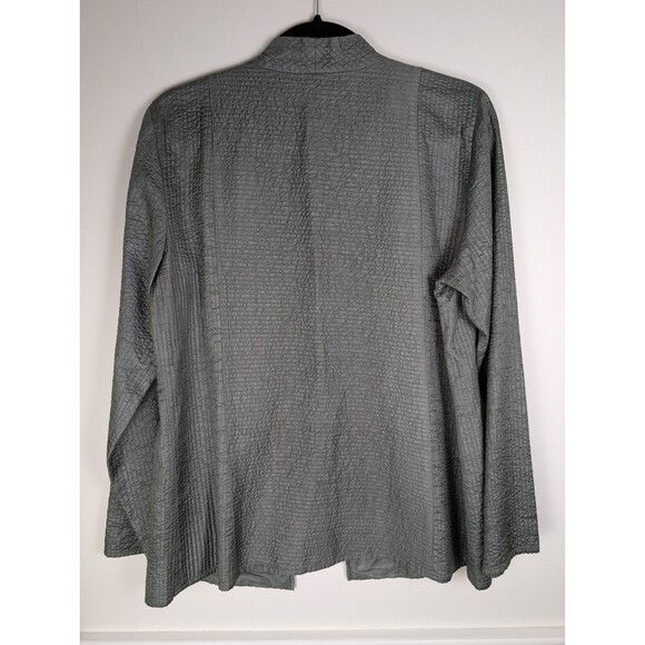 EILEEN FISHER Womens Tussan Silk Open Front Jacket Dim Sage Green Sz M Elegant - Picture 7 of 11